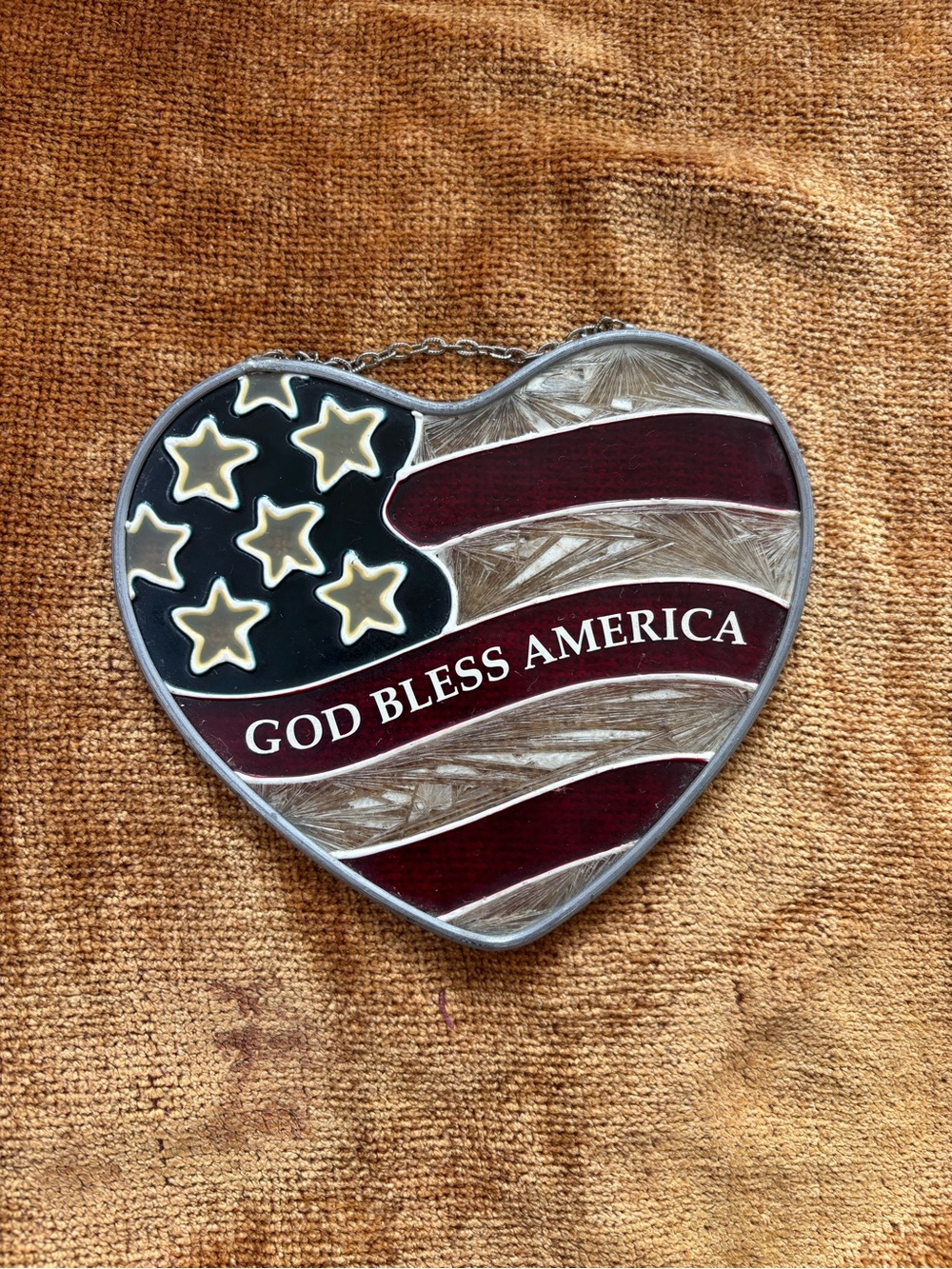 Patriotic Heart Stained Glass- God Bless America